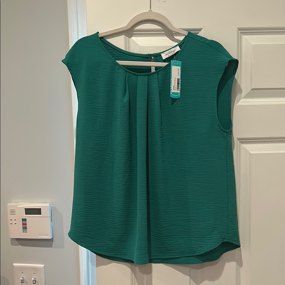 Kaileigh Green Pleated Blouse